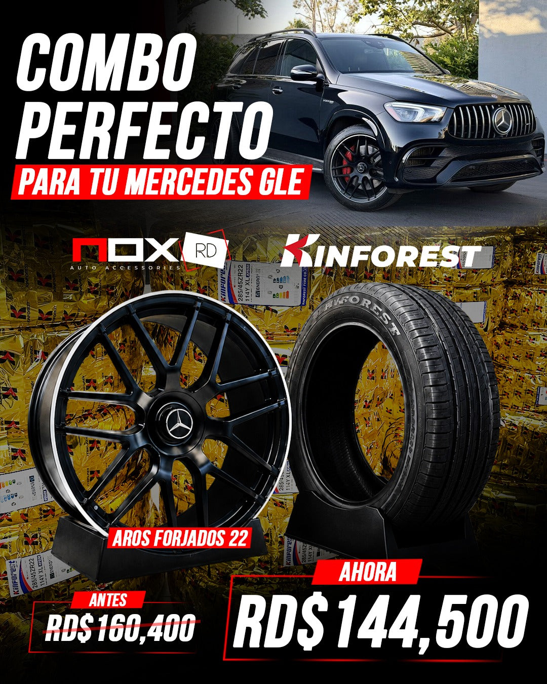 COMBO AROS 22 + GOMAS MERCEDES GLE GLS