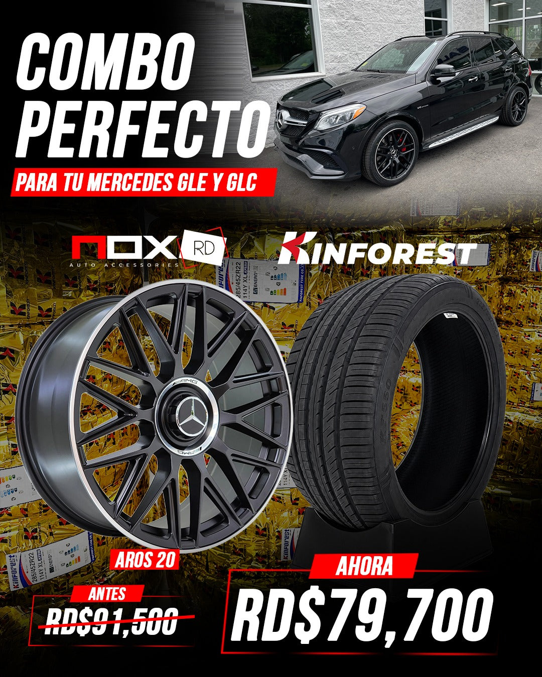 COMBO AROS 20 Y GOMAS MERCEDES GLE GLC