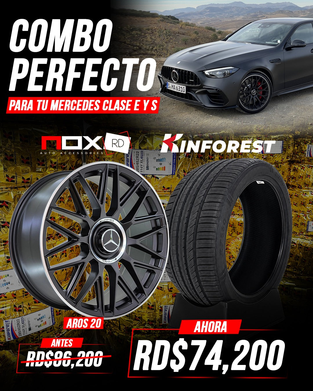 COMBO AROS 20 Y GOMAS MERCEDES CLASE E-S