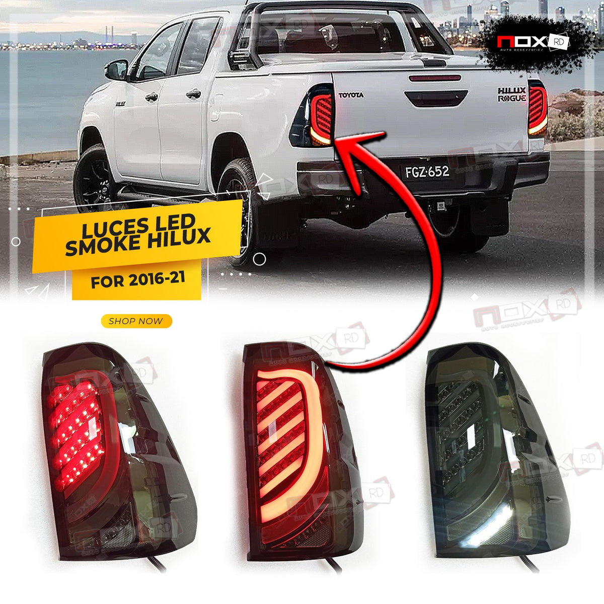 LUCES LED HILUX 16-21 SMOKE SECUENCIALES
