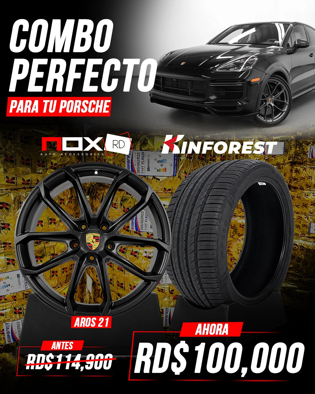 COMBO AROS 21 + GOMAS PORSCHE