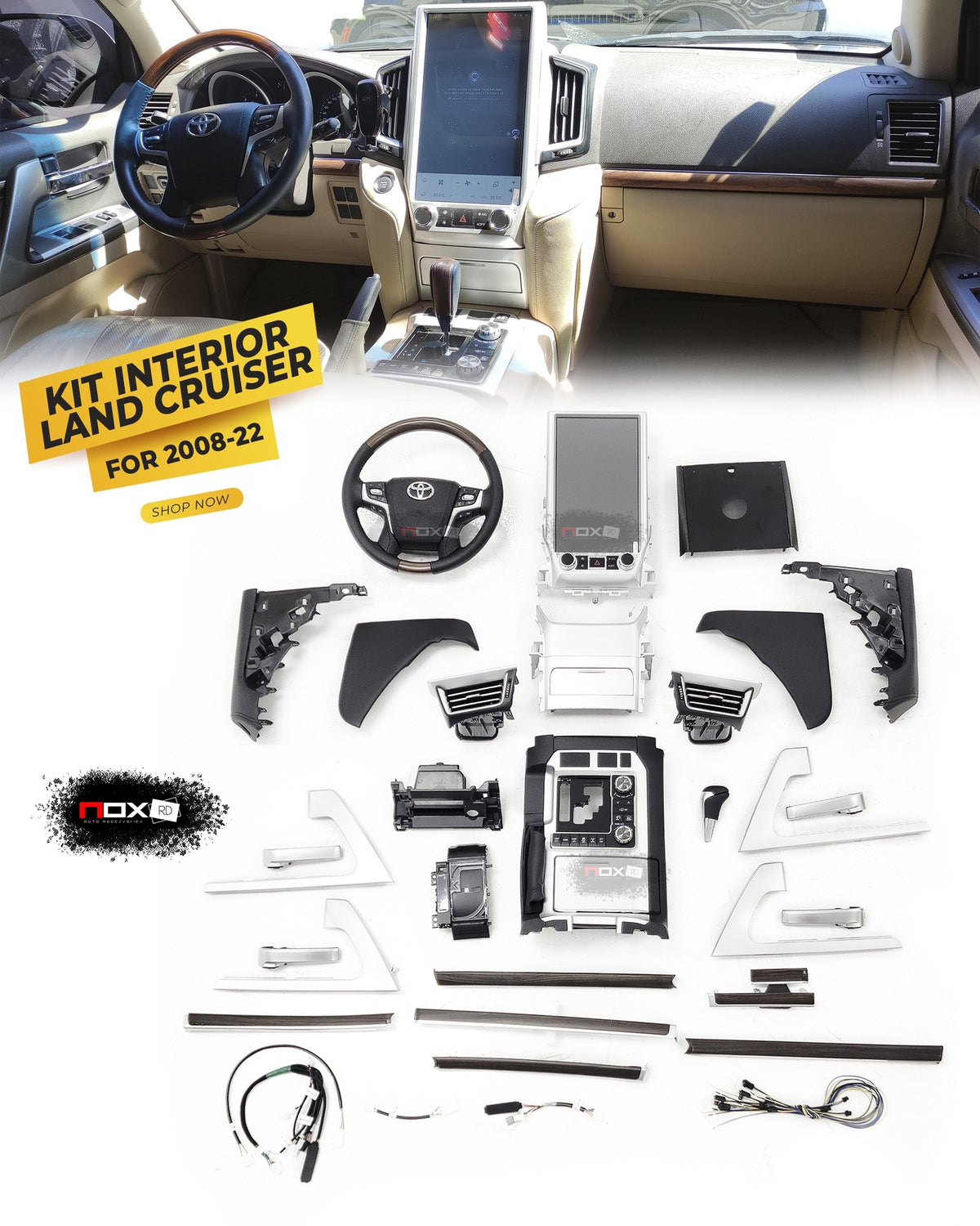 CONSOLA Y ACCESORIOS KIT INTERIOR LC200 2021 PARA 08-15 CREMA
