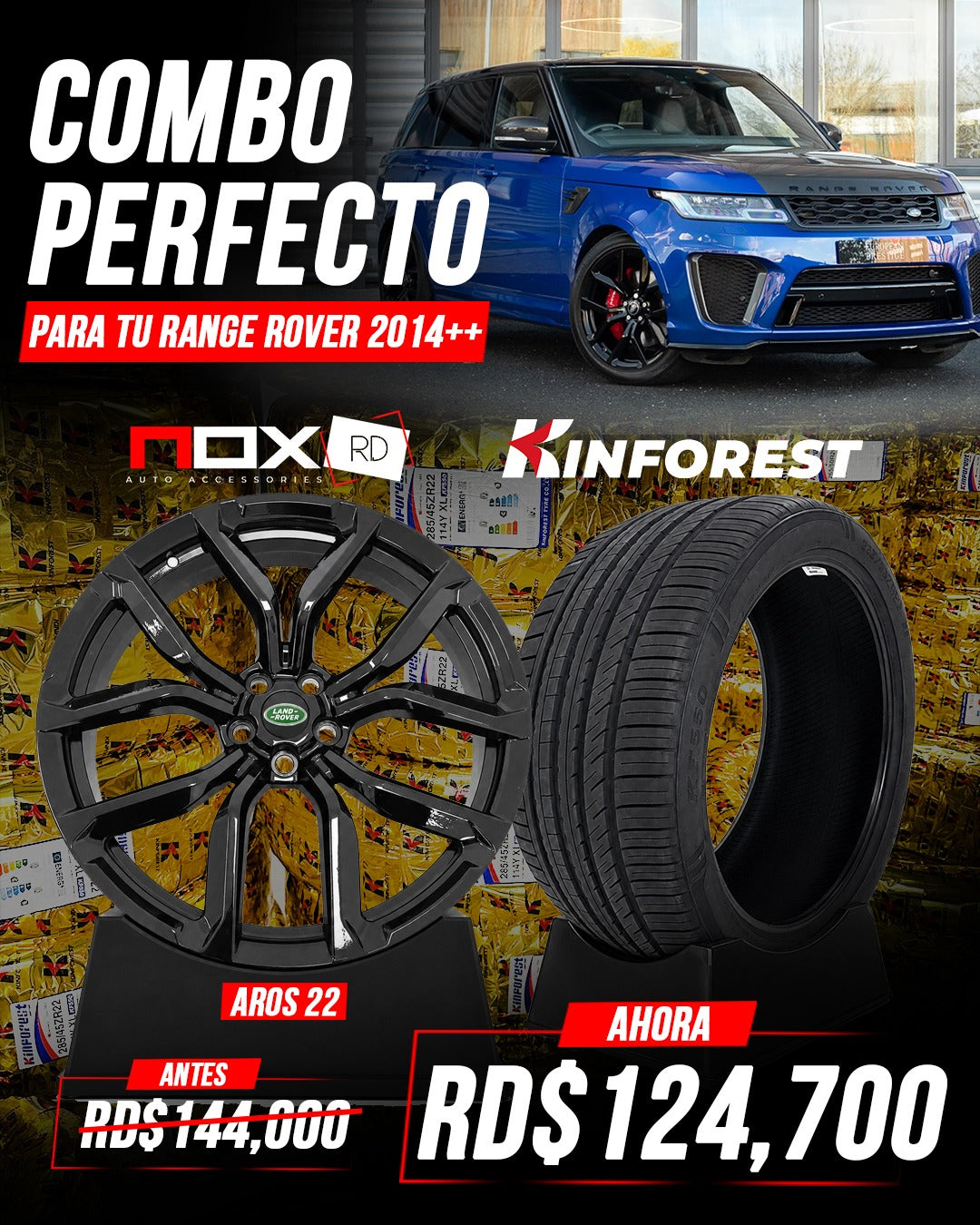 COMBO AROS 22 Y GOMAS RANGE ROVER