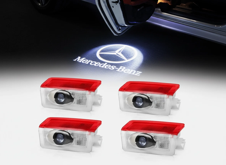 REFLECTORES LED DE EMBLEMA MERCEDES 4 PIEZAS