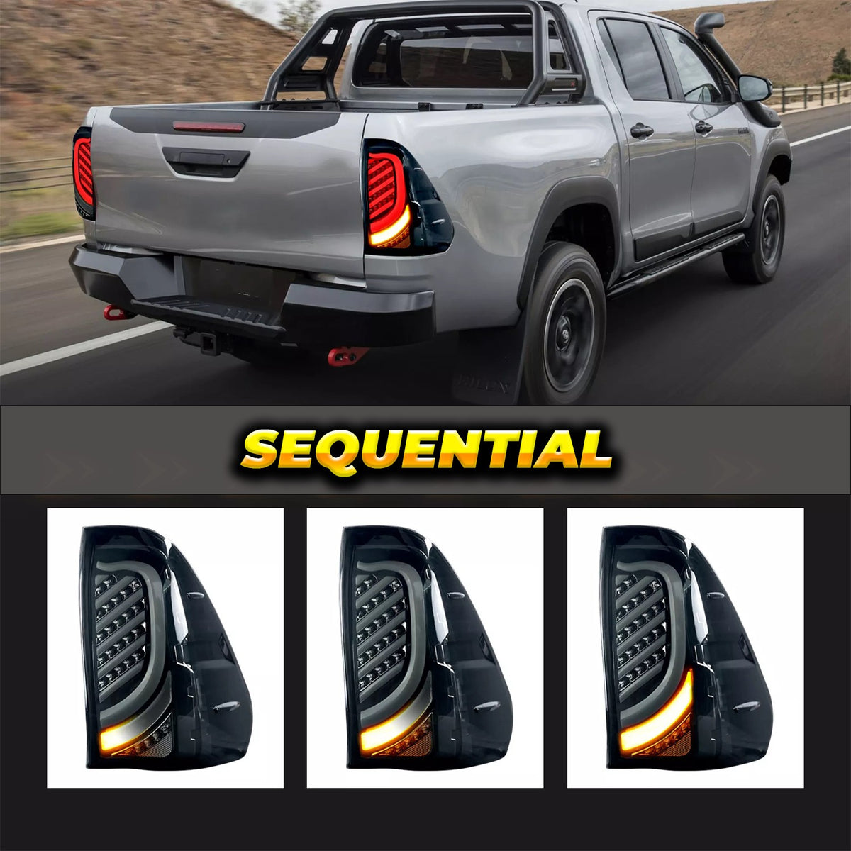 LUCES LED HILUX 16-21 SMOKE SECUENCIALES